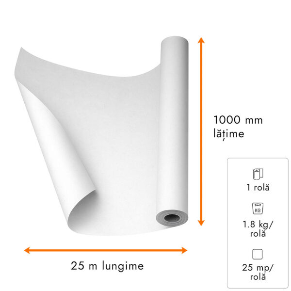 rola hartie kraft alba 1000mm x 25m